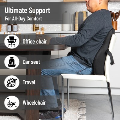 Mind Reader Memory Foam Ergonomic Lower Back Cushion Office Chair Support, Black (VERTBACK-BLK)