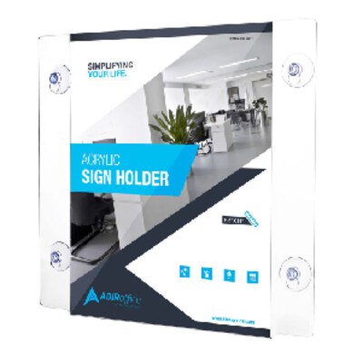 AdirOffice Window Sign Holder with Suction Cups, 8.5 x 11, Clear Acrylic, 2/Pack (639-8511-WSH-2)