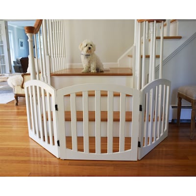 Arf Pets 24"H Freestanding 360° Foldable Wood Dog Gate, 3-Panel, White (APG24WH)
