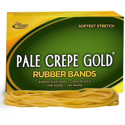 Alliance Pale Crepe Gold Multi-Purpose #117B Rubber Bands, 7 x 1/8, Golden Crepe, 300/Pack (21405)