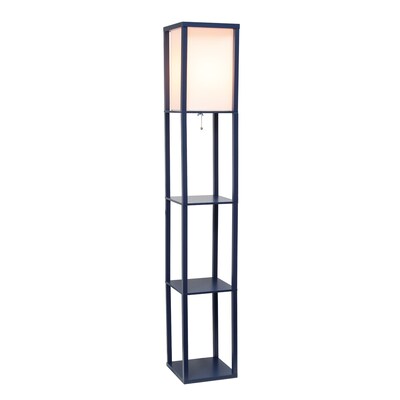 Simple Designs Etagere Organizer 62.5" Floor Lamp with Rectangular Shade, Navy Blue (LF1014-NAV-CCLB)