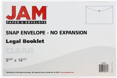 JAM Paper Premium Plastic Document File, Legal, Clear, 3/Pack (34830X3)