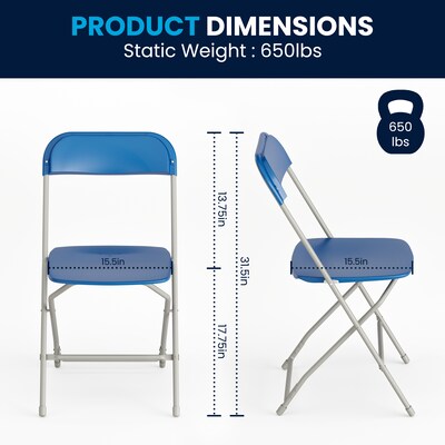 Flash Furniture HERCULES Premium Plastic Stacking & Folding Chair, Blue, 10/Pack