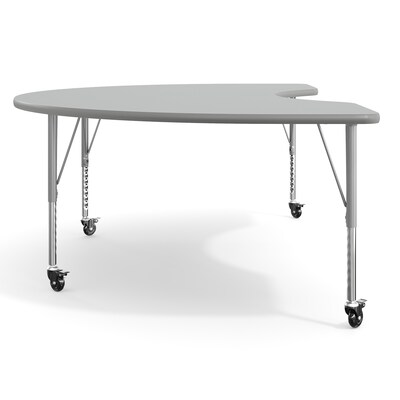 Flash Furniture Wren Kidney Activity Table, 72" x 48", Height Adjustable, Gray Top/Silver Frame (XUA4872KDGYTPC)