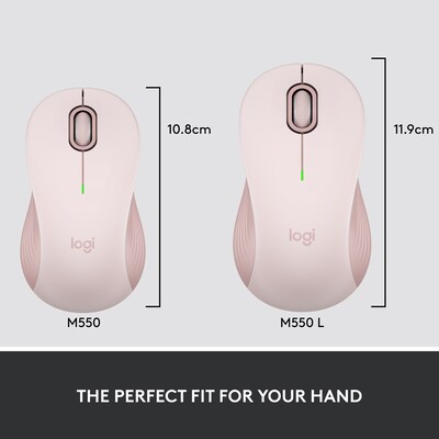 Logitech Signature M550 Wireless Ergonomic Ambidextrous Optical Mouse, Rose (910-006593)
