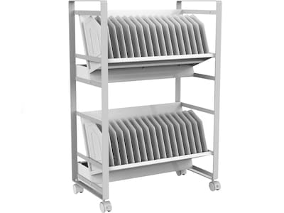 Luxor 32-Unit Tablet/Chromebook Open Charging Cart, White Steel (LOTM32)