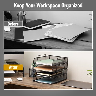 Mind Reader Metal Front Loading Stackable Letter Tray, Letter/Legal Size, Black (BSTACK4-PNK)