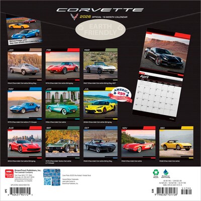 2026 BrownTrout Corvette 12 x 12 Monthly Wall Calendar (9798330701728)