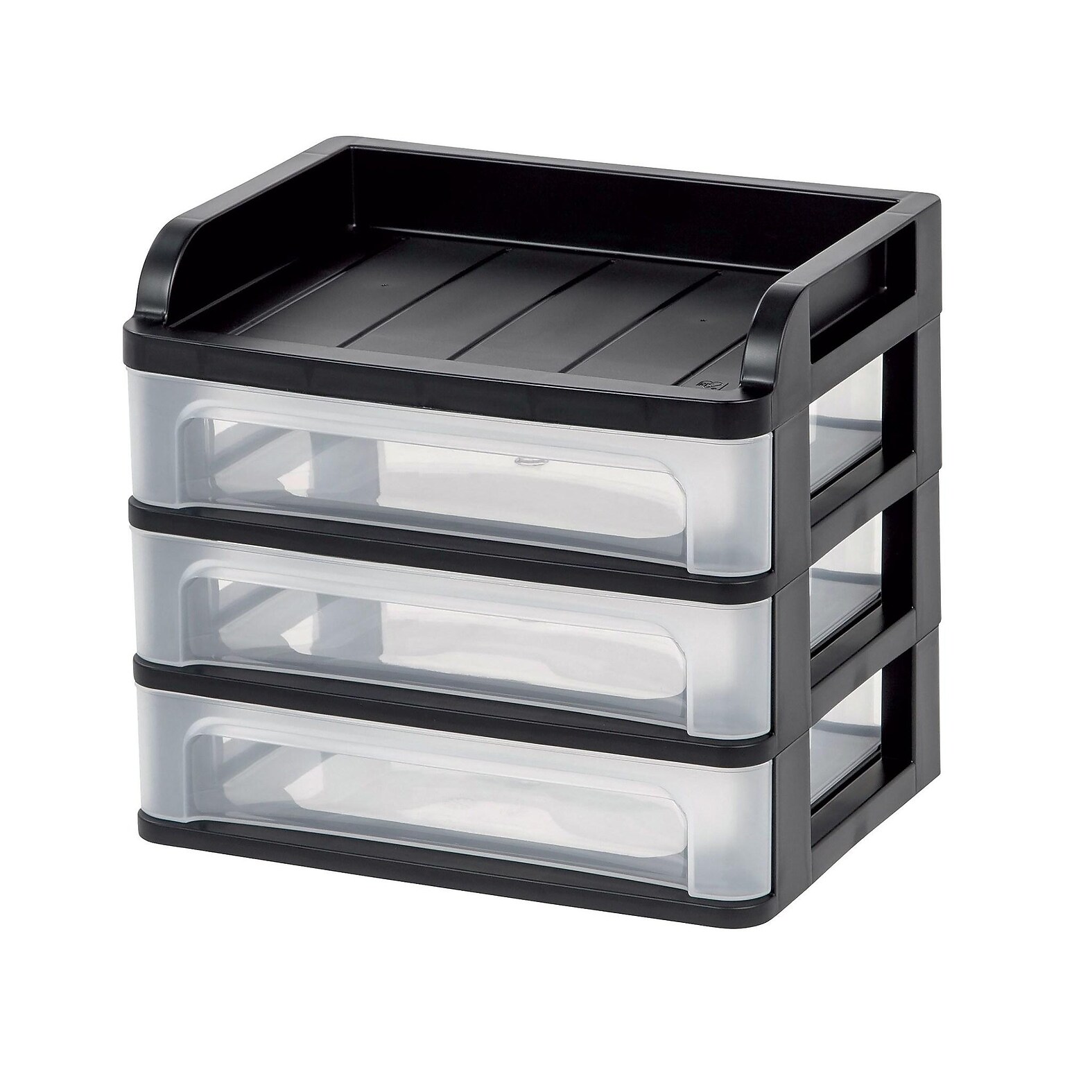 Iris Medium 3-Drawer Desktop Storage, Plastic, Black/Clear (150181)