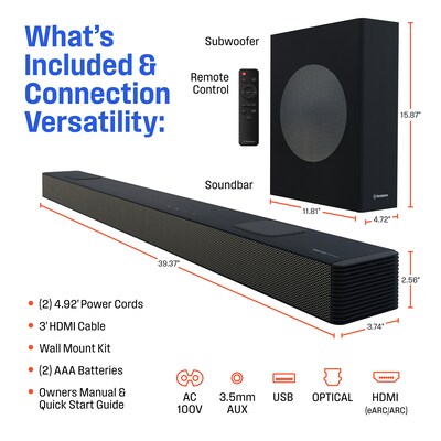 Westinghouse 5.1.2 Channel Soundbar with Subwoofer, Black (WS512AWS)