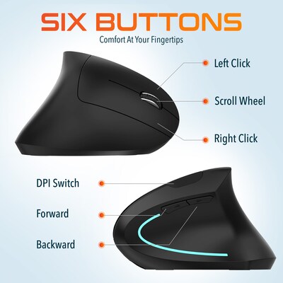 Delton S12 Wireless Vertical Optical 2.4 GHz USB-C Mouse, Black (DMERG12-WR )