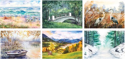 Custom Water Color Spiral Wall Calendar