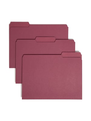 Smead File Folder, 3 Tab, Letter Size, Maroon, 100/Box (10275)