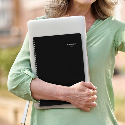 2027 AT-A-GLANCE DayMinder 8" x 12" Monthly Planner, Faux Leather Cover, Black (G470-00-27)