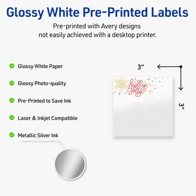 Avery Square Multipurpose Labels, 3 x 3, White, 60/Pack (19479370424)