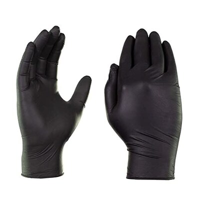 Ammex Professional Series Powder Free Nitrile Exam Gloves, Latex Free, Medium, Black, 100/Box (ABNPF
