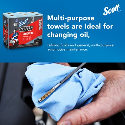 Scott Shop Towels Original, 9.4" x 11", Blue, 55 Sheets/Roll, 6 Rolls/Pack (75180)