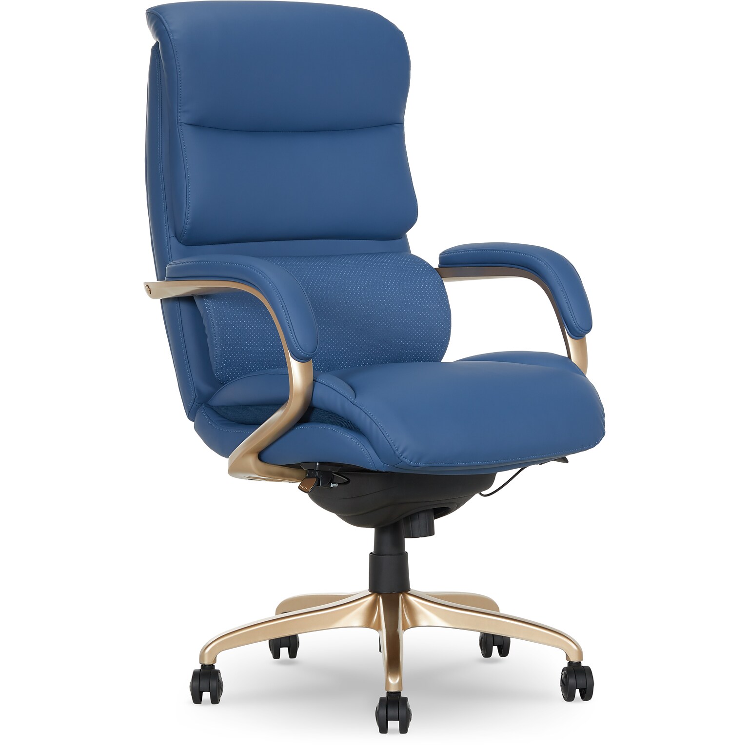 La-Z-Boy Aberdeen Ergonomic Bonded Leather Swivel Executive Chair, Blue (51545-BLU)