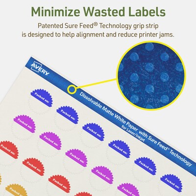 Avery Dissolvable Burst Multipurpose Labels, 1", Off-white, 240/Pack (94606)