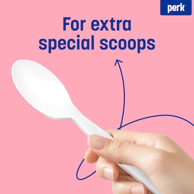 Perk™ Polystyrene Spoon, Heavy-Weight, White, 100/Pack (PK56405)