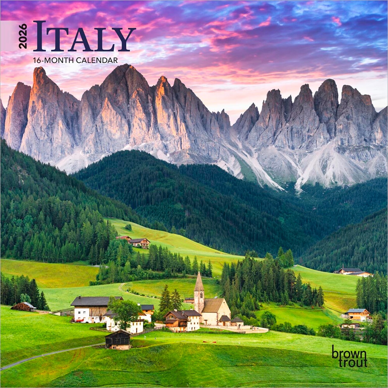 2026 BrownTrout Italy 7 x 7 Monthly Wall Calendar (9798330703944)