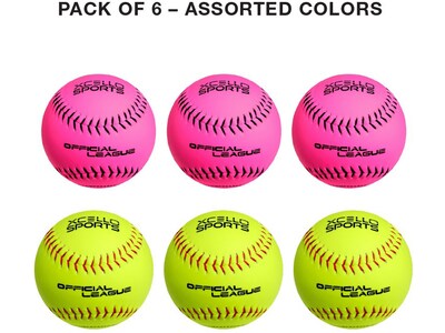 Xcello Sports Practice Softballs, Neon Yellow/Neon Pink, 6/Pack (XS-SOFTBALL-CC)