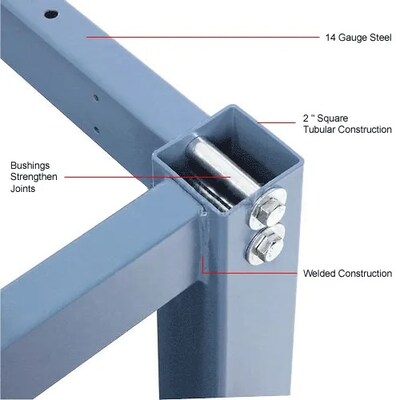 Global Industrial Height Adjustable Workbench, 72"W x 30"D, Laminate Square Edge, Blue (606978BL)