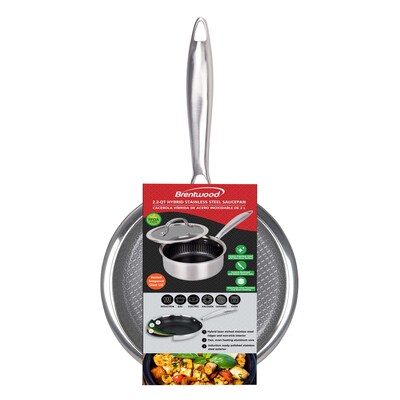 Brentwood 2.2-Qt. Saucepan With Glass Lid, Stainless Steel (B-SPH18L)