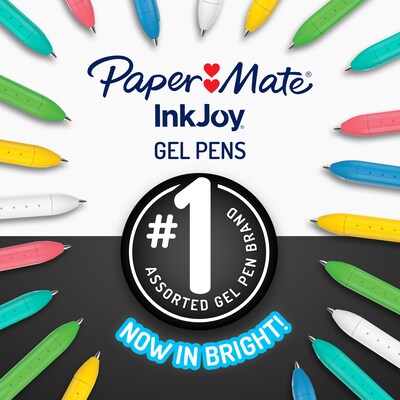 Paper Mate InkJoy Bright Retractable Gel Pen, Medium Point, 0.7mm, Assorted Bright Color Inks, 10 Count (2173764)