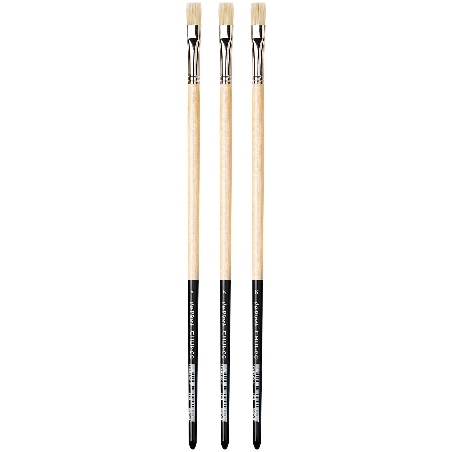 da Vinci CHUNEO Oil Synthetic Hog Bristle, Flat Brush, 3/Pack (DVXVA71298-3)
