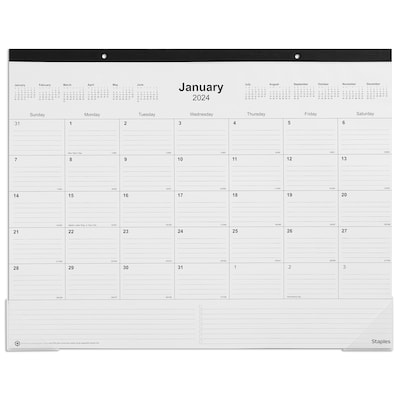 2024 Staples 22 x 17 Desk Pad Calendar, Black (ST12951-24)