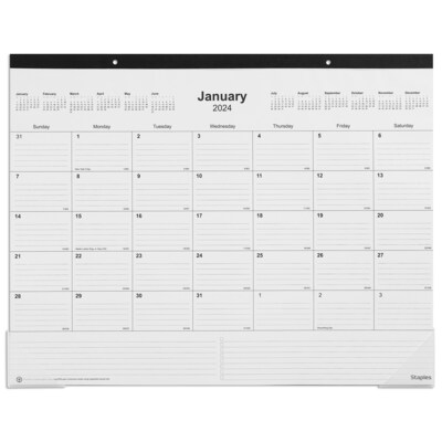 2024 Staples 22 x 17 Desk Pad Calendar, Black (ST12951-24)