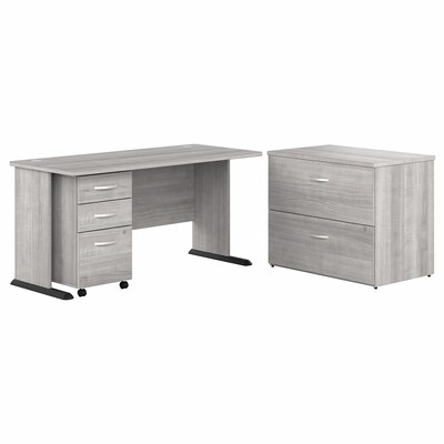 Bush Business Furniture Studio A 60W Computer Desk with Mobile and Lateral File Cabinets, Platinum