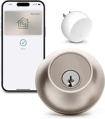 Level Lock + Connect WiFi & Bluetooth Replacement Deadbolt Smart Lock, Satin Nickel (C-F12U-S1)