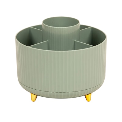 Staples 5-Compartment Rotating Plastic Desk Organizer, Sage Green (ST63866)