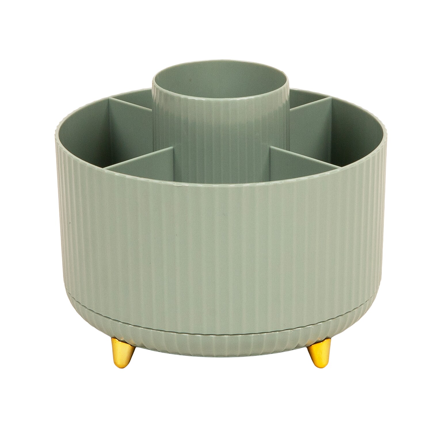 Staples 5-Compartment Rotating Plastic Desk Organizer, Sage Green (ST63866)