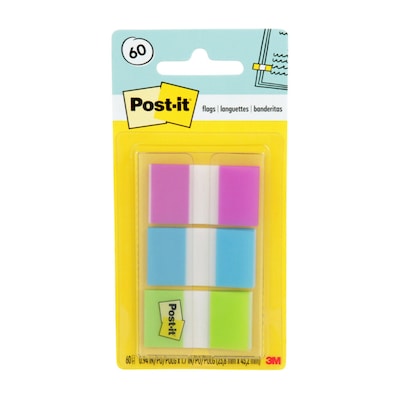 Post-it® Flags, .94 Wide, Assorted Colors, 60 Flags/Pack (680-PBG)