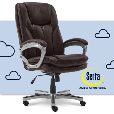 Serta Executive Ergonomic Faux Leather Executive Big & Tall Chair, 350 lb. Capacity, Roasted Chestnut (43502OSS)