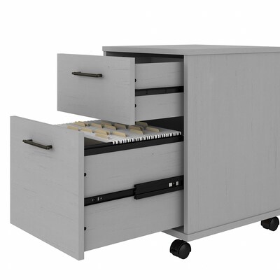 Bush Furniture Key West 60"W L Shaped Desk with 2 Drawer Mobile File Cabinet and 5 Shelf Bookcase, Cape Cod Gray (KWS016CG)
