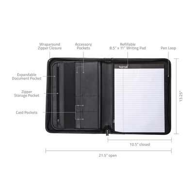 Samsill Professional Leather Padfolio/Notepad, Black (70820)