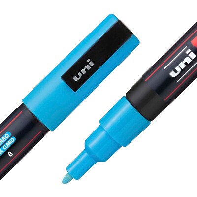 POSCA PC-3M Water Based Paint Marker, Reversible Fine Tip, Light Blue, 3/Pack (UBCPC3MLTBLUE-3)