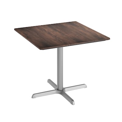 Flash Furniture Acadia Square Wooden Dining Table with X-Base, 36D x 36W, Dark Brown/Silver Base (STSQ36WBRT3030S)