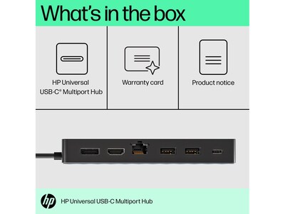 HP 7-Port USB-C Hub, Black (50H98AA#ABL)