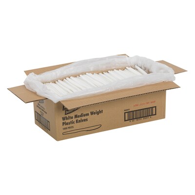 Dixie Plastic Knife 6-1/4", Medium-Weight, White, 1000/Pack (PKM21)