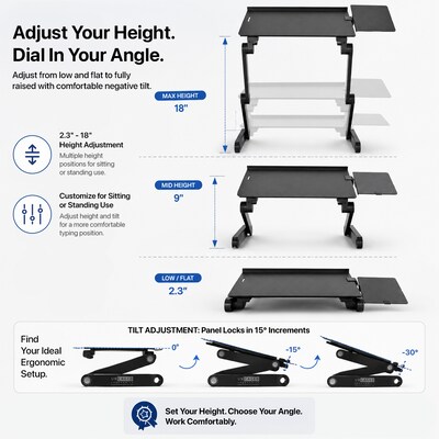 Uncaged Ergonomics WorkEZ Adjustable Keyboard and Mouse Tray, Black (WEKTb)