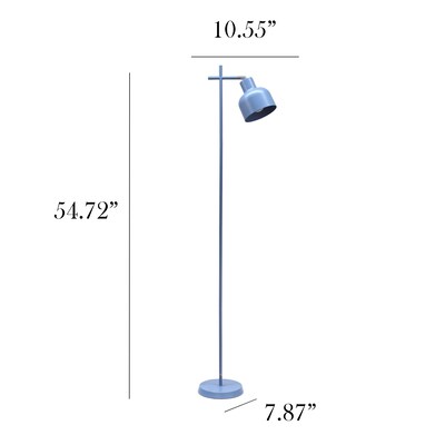 Simple Designs Sleek Essentials 54.72" Metal Floor Lamp with Round Shade, Blue (LF1051-BLU)