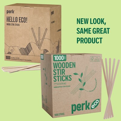 Perk™ Eco Wooden Stirrer, 5.5, 1000/Pack (PK61996)