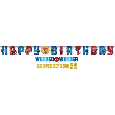 Party City Spider-Man Webbed Wonder Add-An-Age Birthday Banner Set, 2/Pack (AM120673-NS)