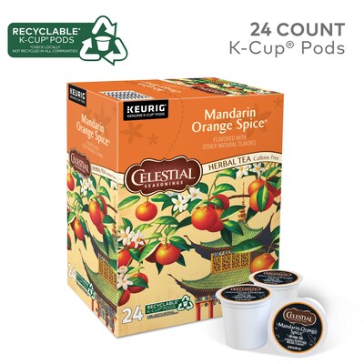 Celestial Seasonings Mandarin Orange Spice Herbal Tea, Keurig® K-Cup® Pods, 24/Box (14735)