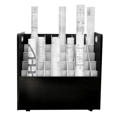 AdirOffice 50-Slot Mobile Roll File, 28.5H x 30W x 15.75D, Black (626-BLK-KIT1)